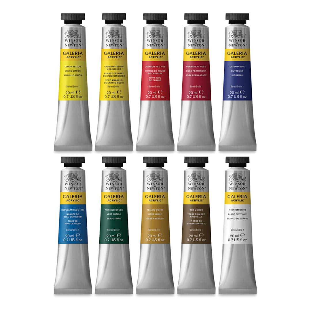 Open in modal - Winsor & Newton Galeria Acrylics - Set of 10 Colors, 20 ml tubes