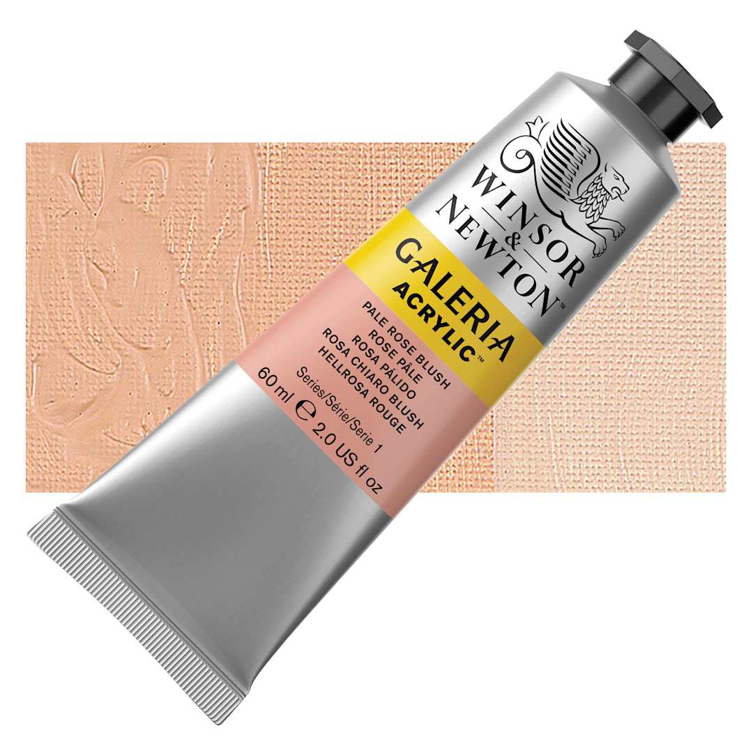 Open in modal - Winsor & Newton Galeria Flow Acrylic - Pale Rose Blush, 60 ml tube and swatch