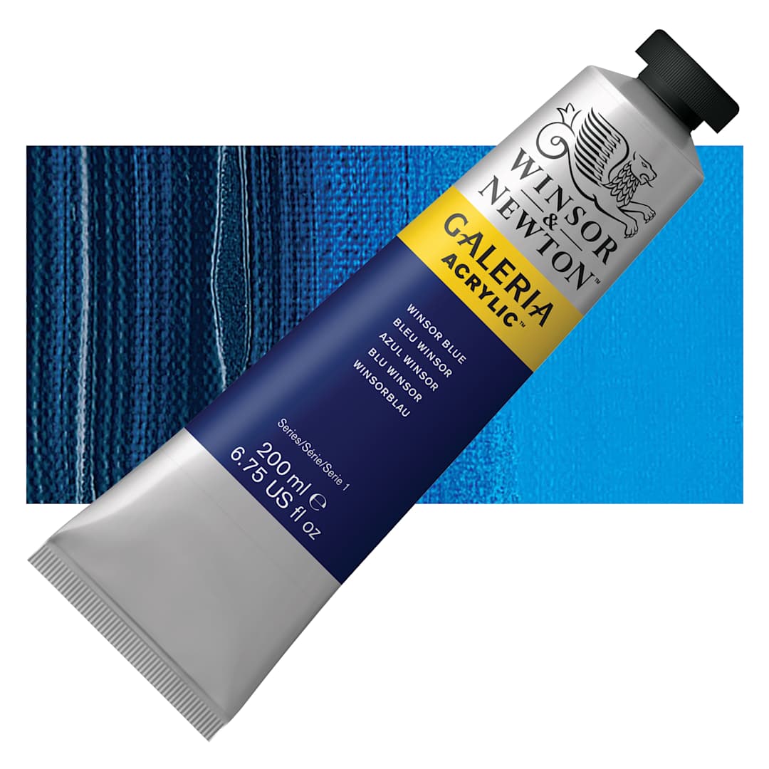 Open in modal - Winsor & Newton Galeria Flow Acrylic - Winsor Blue, 200 ml tube and swatch