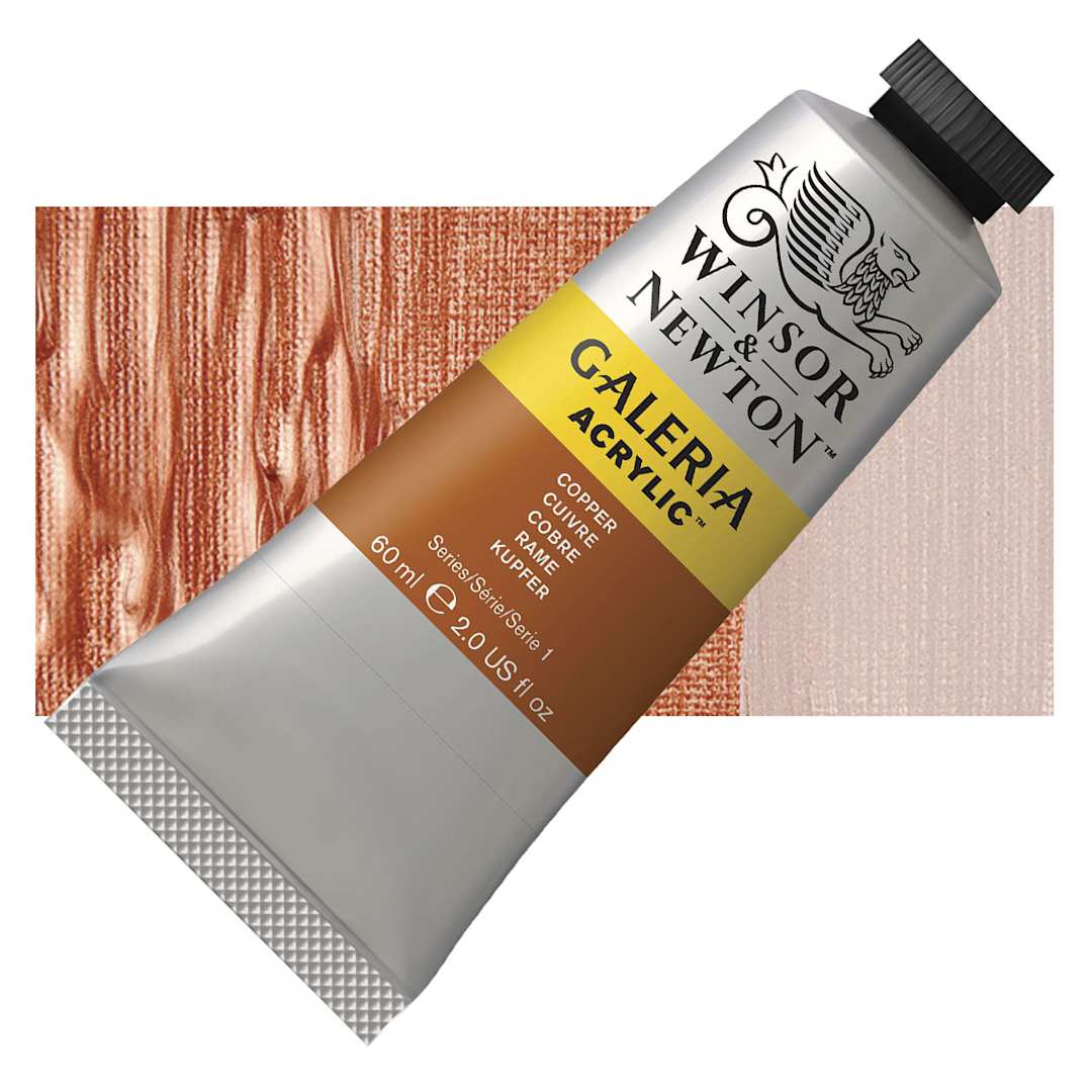 Open in modal - Winsor & Newton Galeria Flow Acrylic - Copper, 60 ml tube and swatch