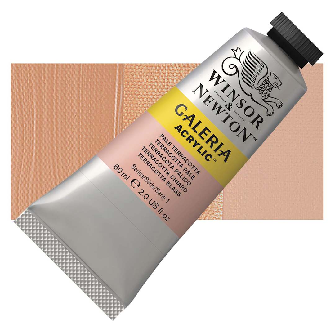 Open in modal - Winsor & Newton Galeria Flow Acrylic - Pale Terracotta, 60 ml tube and swatch