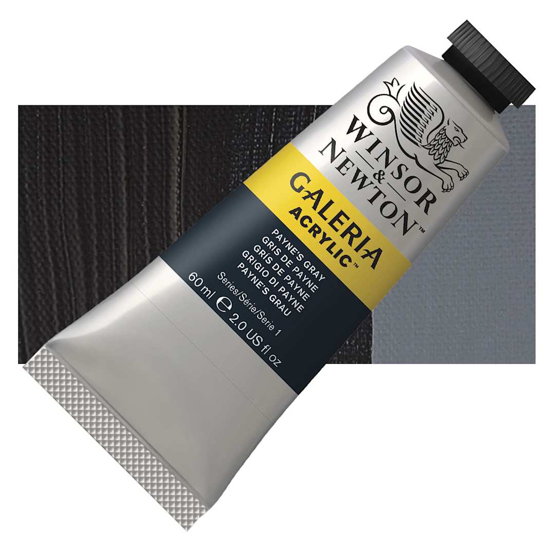 Open in modal - Winsor & Newton Galeria Flow Acrylic - Payne's Gray, 60 ml tube and swatch