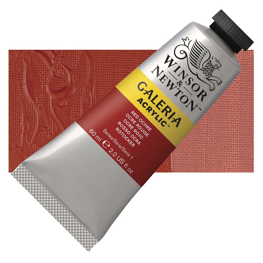 Open in modal - Winsor & Newton Galeria Flow Acrylic - Red Ochre, 60 ml tube and swatch