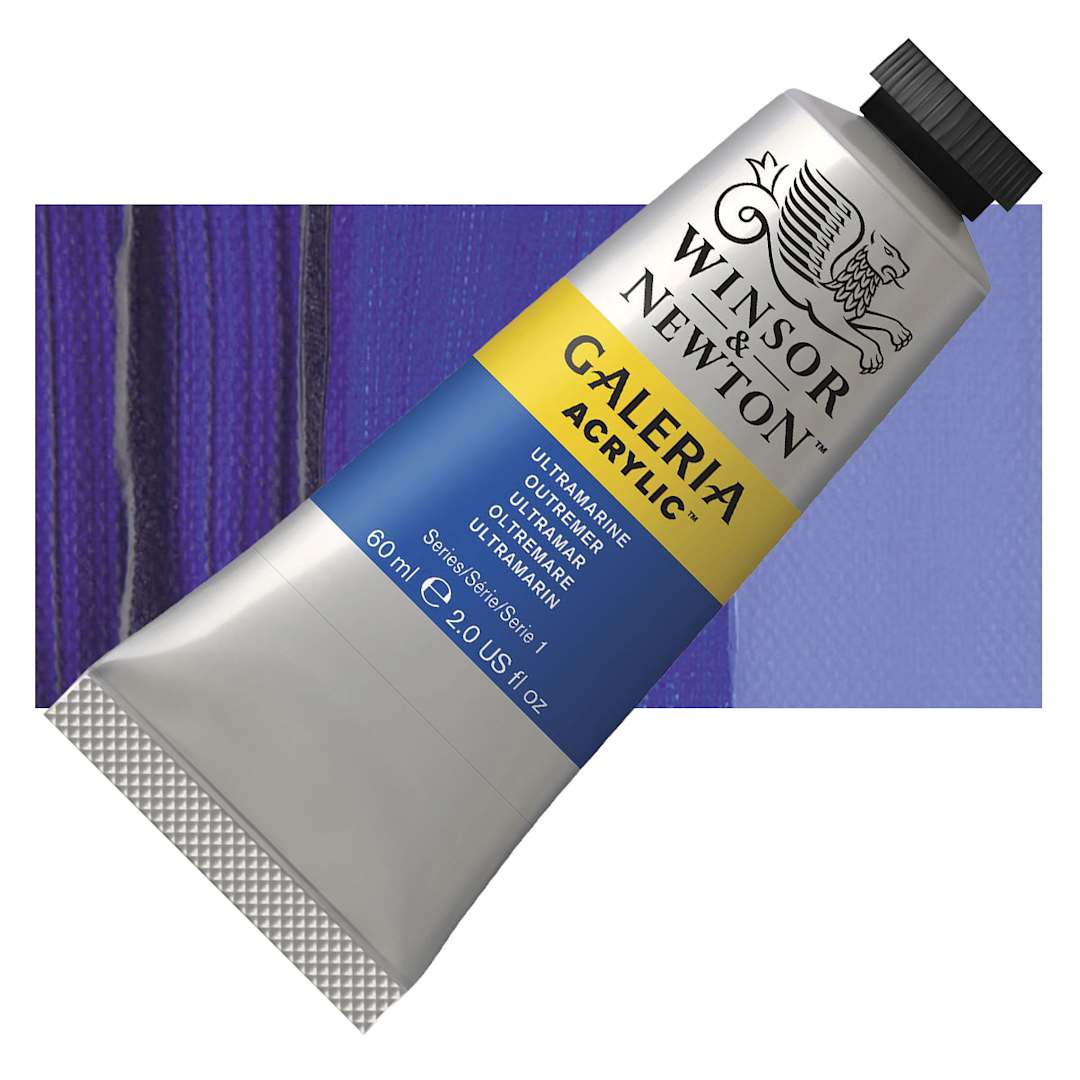 Open in modal - Winsor & Newton Galeria Flow Acrylic - Ultramarine, 60 ml tube and swatch