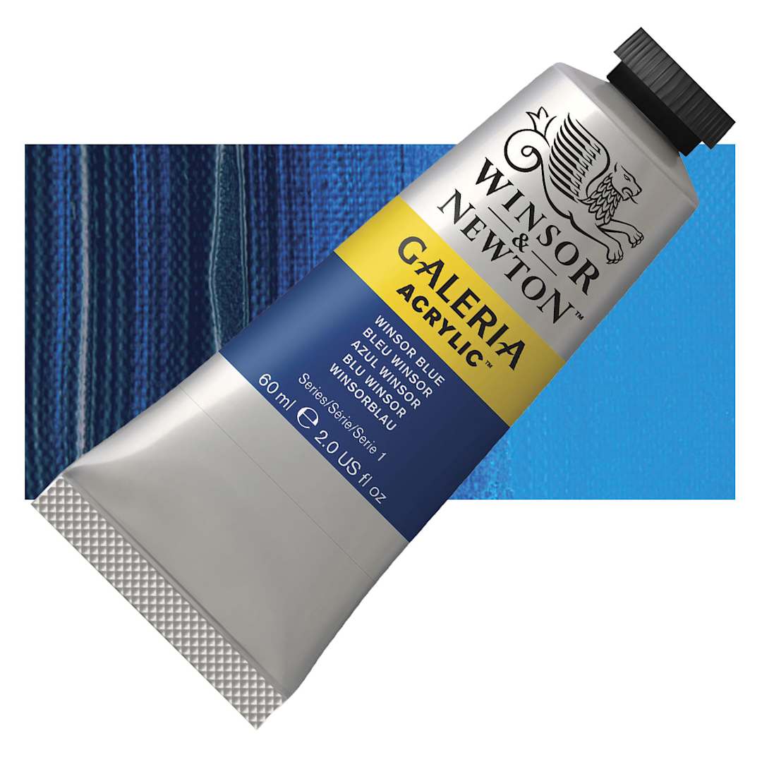 Open in modal - Winsor & Newton Galeria Flow Acrylic - Winsor Blue, 60 ml tube and swatch