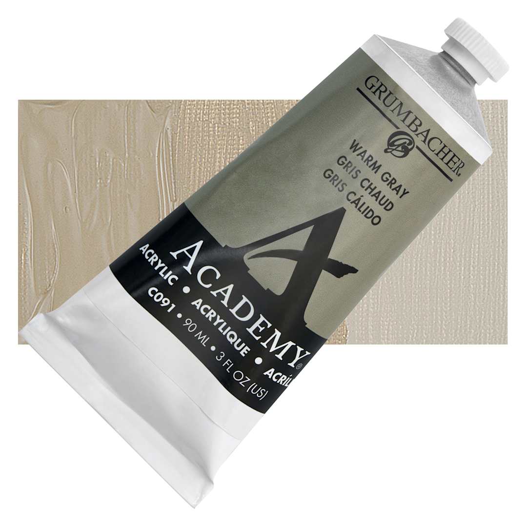 Open in modal - Grumbacher Academy Acrylic - Warm Gray, 90 ml tube and swatch