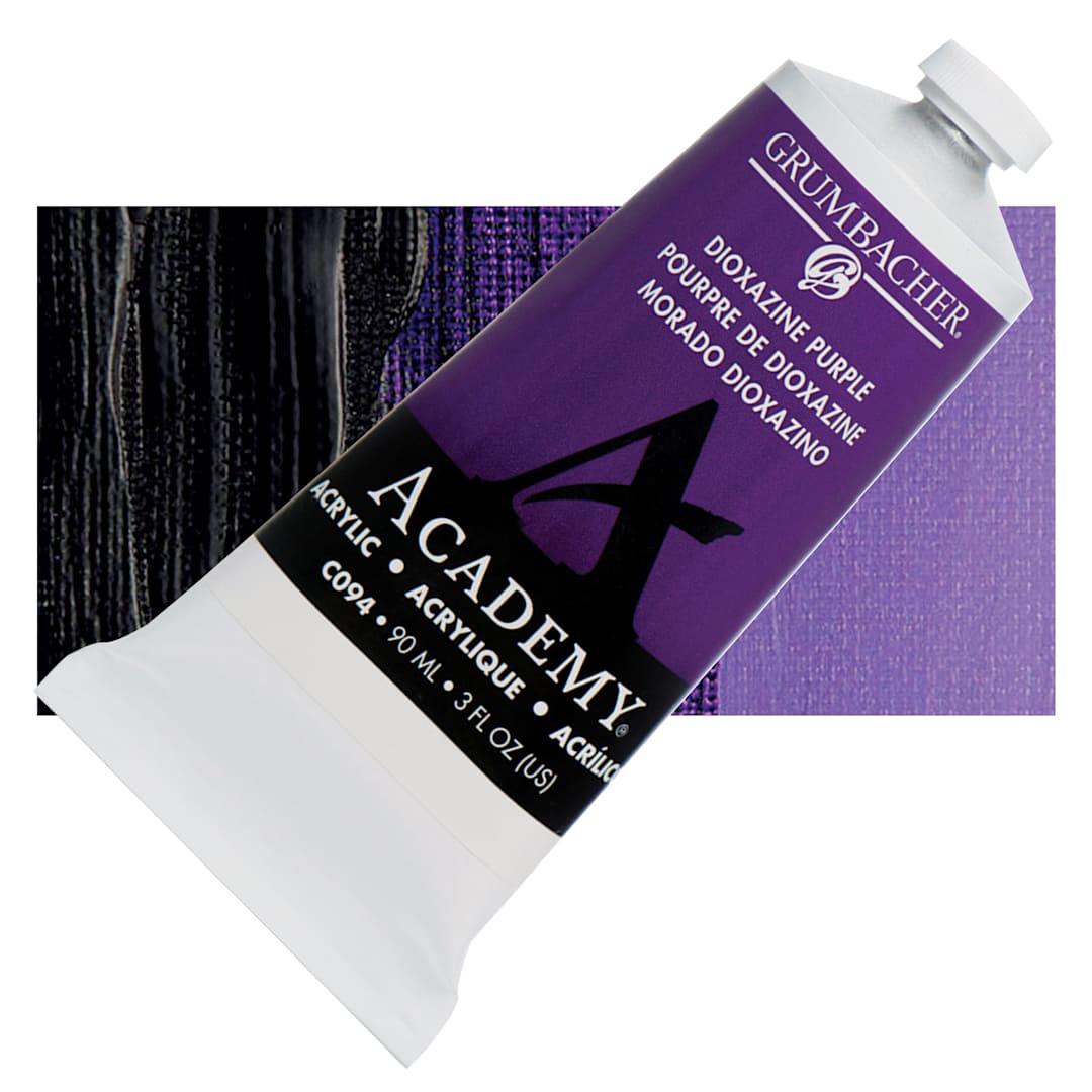 Open in modal - Grumbacher Academy Acrylic - Dioxazine Purple, 90 ml tube and swatch