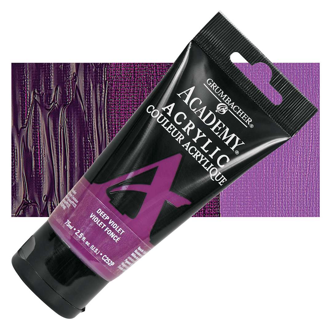 Open in modal - Grumbacher Academy Acrylic - Deep Violet, 75 ml tube and swatch