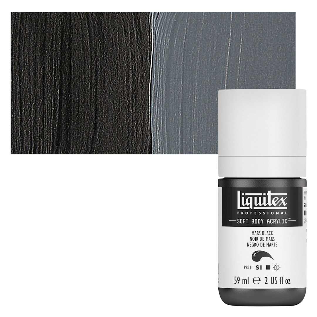 Open in modal - Liquitex Soft Body Artist Acrylic - Mars Black, 59 ml bottle and swatch