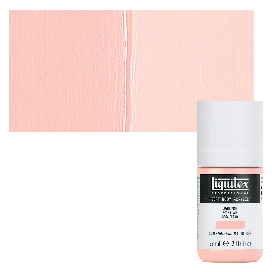 Open in modal - Liquitex Soft Body Artist Acrylic - Light Pink, 59 ml bottle and swatch