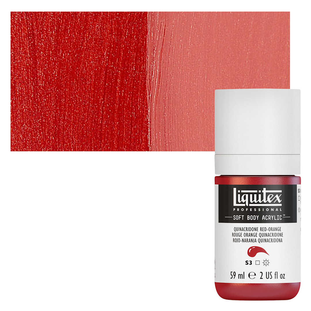 Open in modal - Liquitex Soft Body Artist Acrylic - Quinacridone Red Orange, 2 oz Tube and swatch