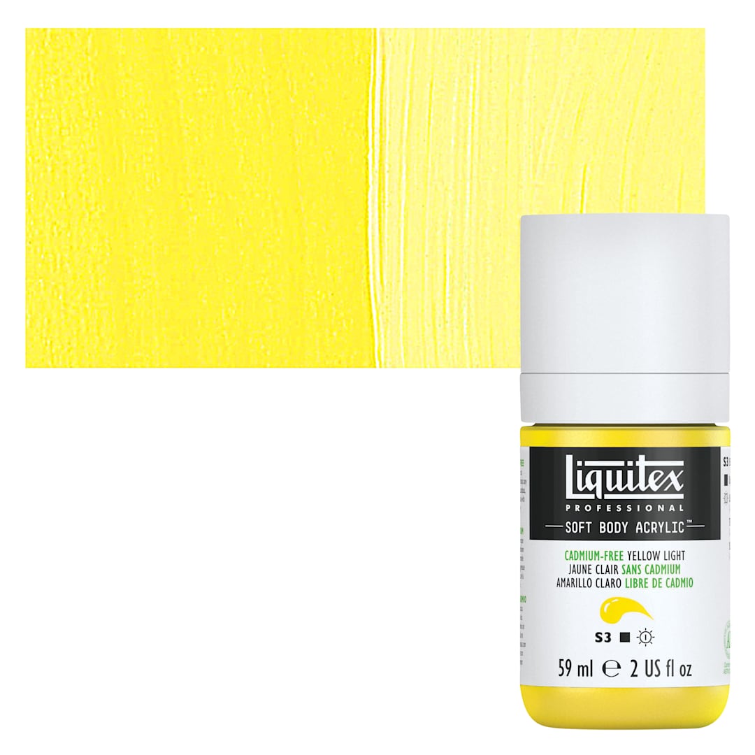 Open in modal - Liquitex Soft Body Artist Acrylic - Cadmium Free Yellow Light, 59 ml bottle and swatch