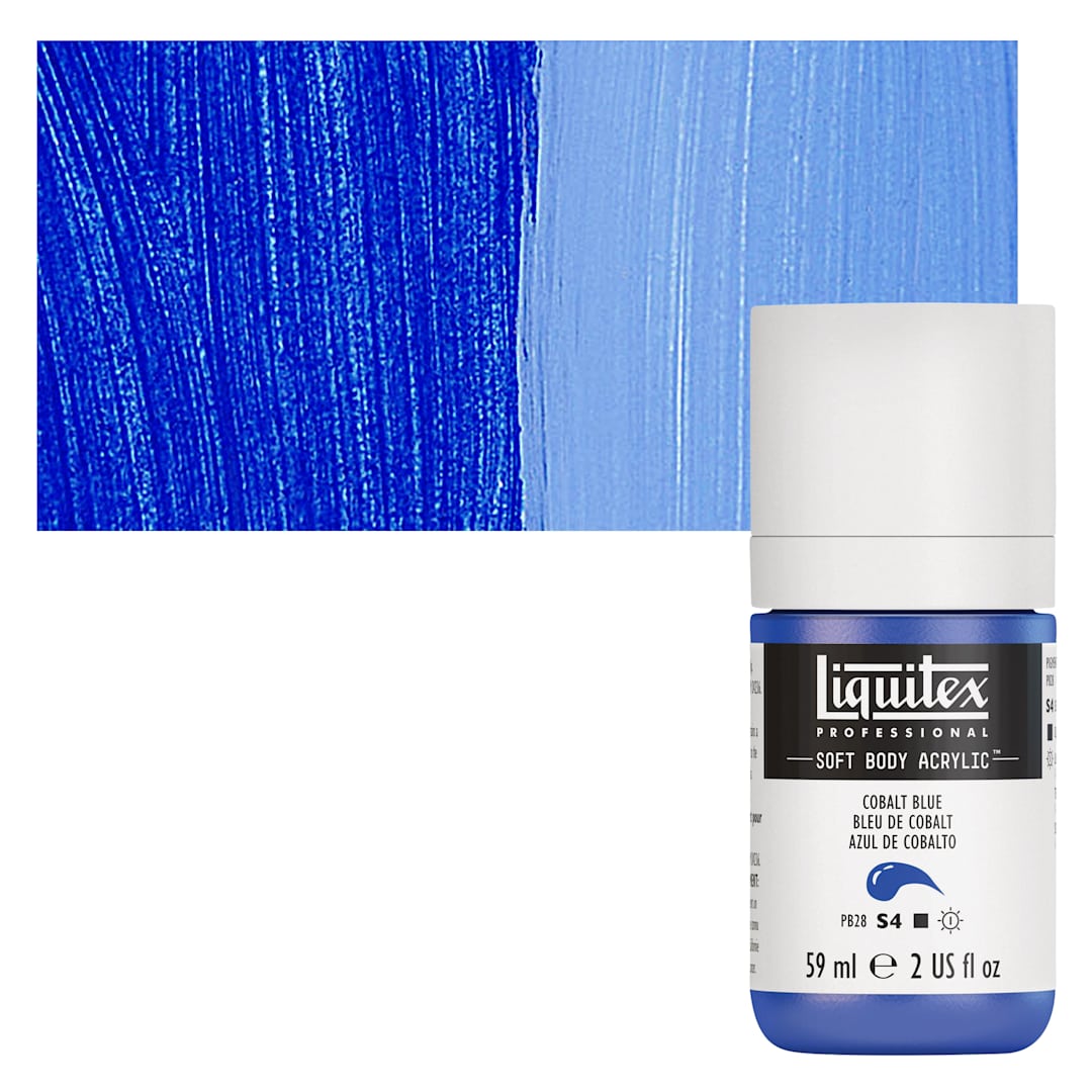Open in modal - Liquitex Soft Body Artist Acrylic - Cobalt Blue, 59 ml bottle and swatch