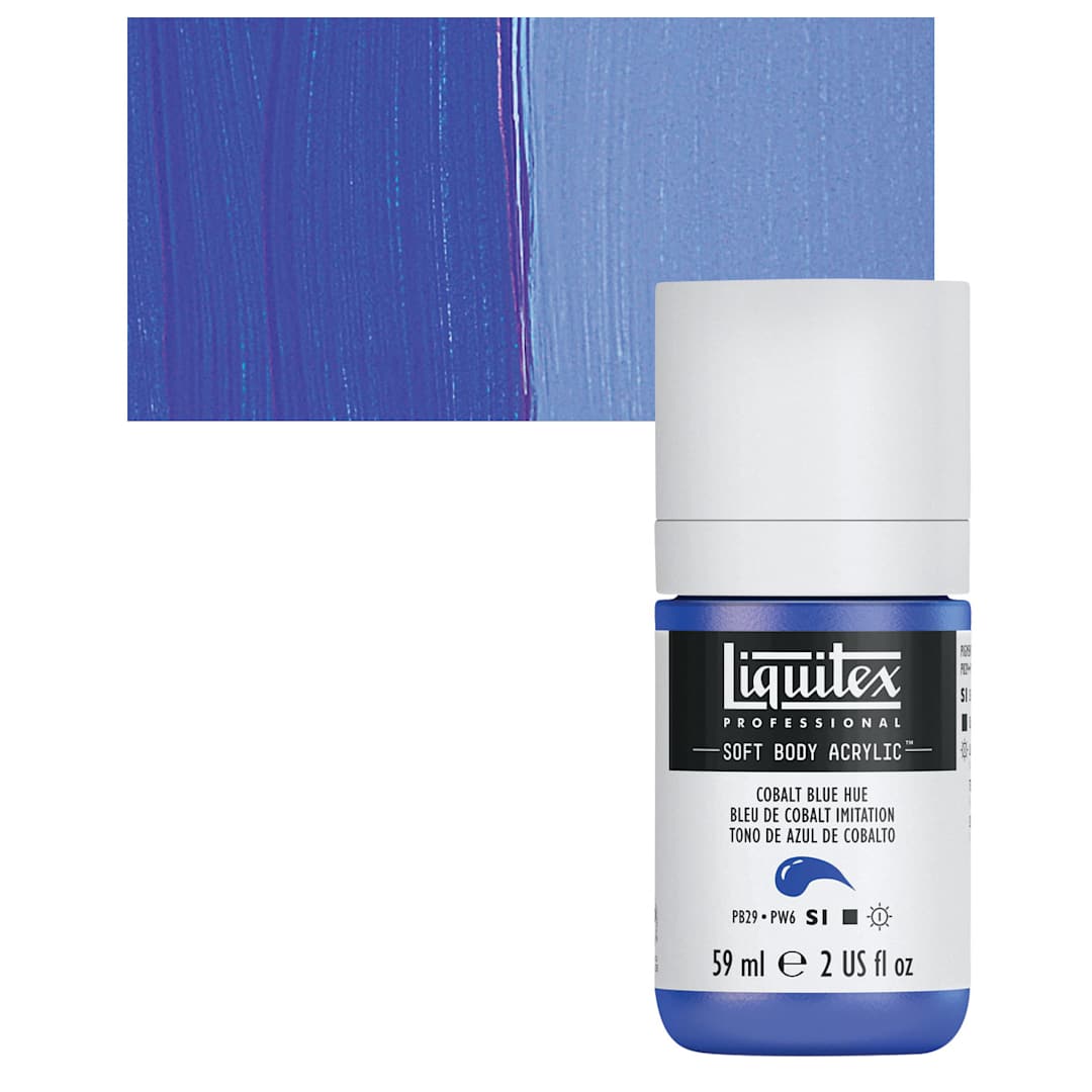 Open in modal - Liquitex Soft Body Artist Acrylic - Cobalt Blue Hue, 59 ml bottle and swatch