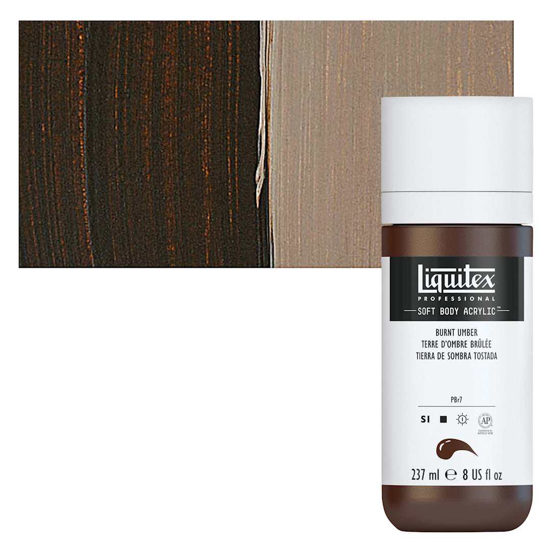 Open in modal - Liquitex Soft Body Artist Acrylic - Burnt Umber, 237 ml and swatch