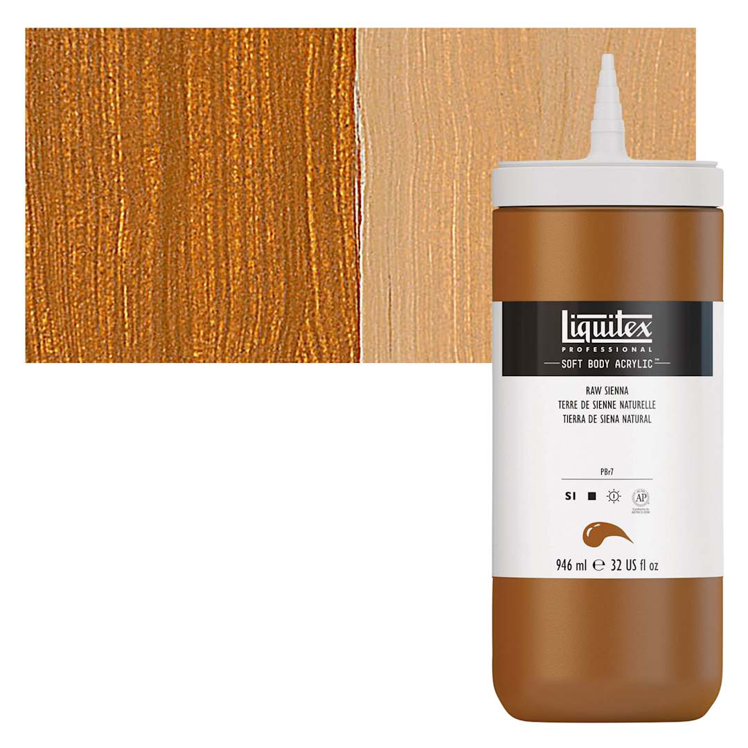 Open in modal - Liquitex Soft Body Artist Acrylic - Raw Sienna, 946 ml and swatch