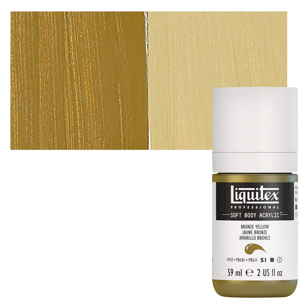 Open in modal - Liquitex Soft Body Artist Acrylic - Bronze Yellow, 59 ml bottle and swatch