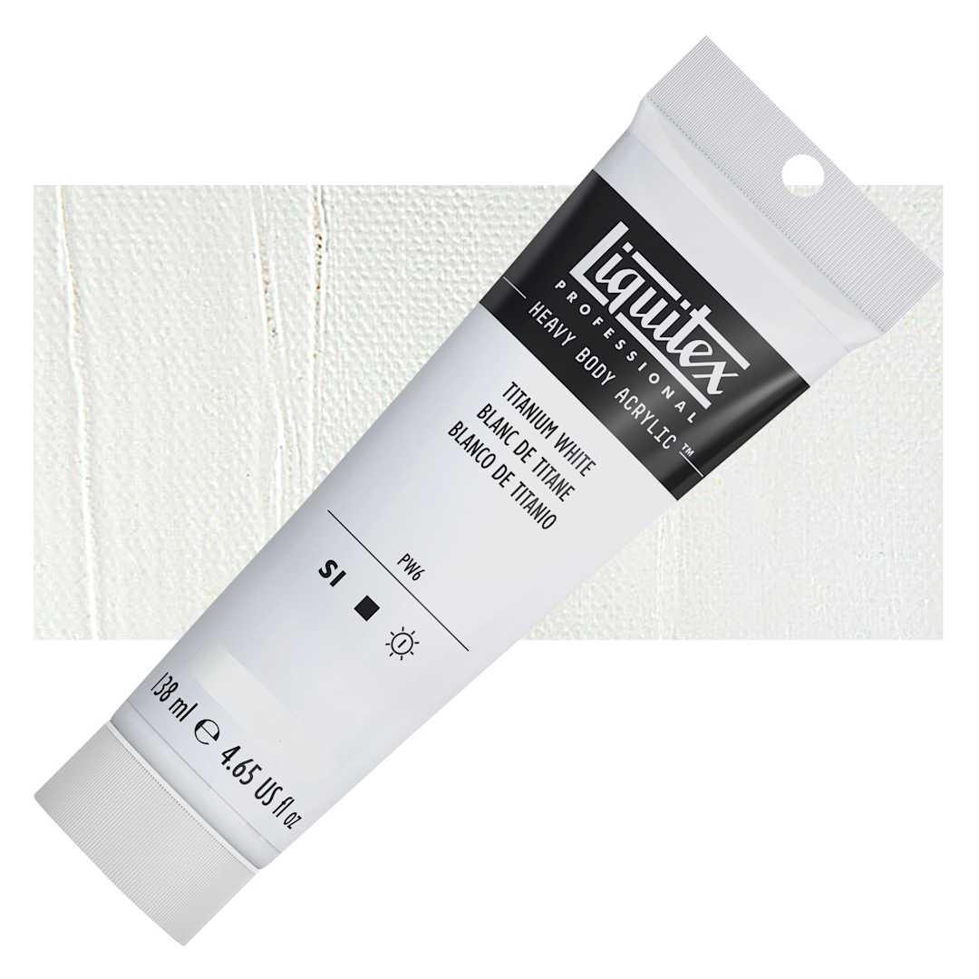 Open in modal - Liquitex Heavy Body Artist Acrylic - Titanium White, 4.65 oz Tube and swatch