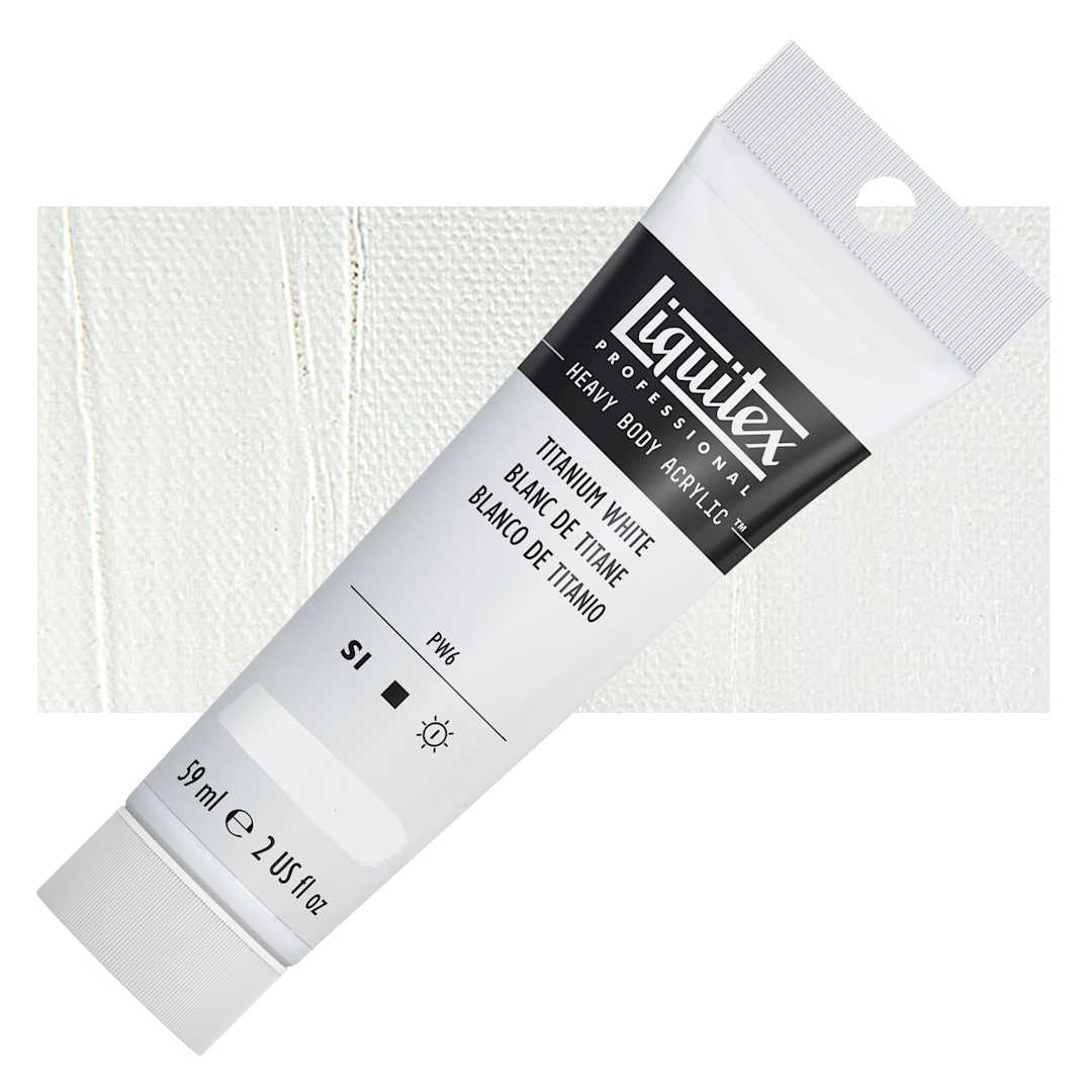 Open in modal - Liquitex Heavy Body Artist Acrylic - Titanium White, 2 oz Tube and swatch