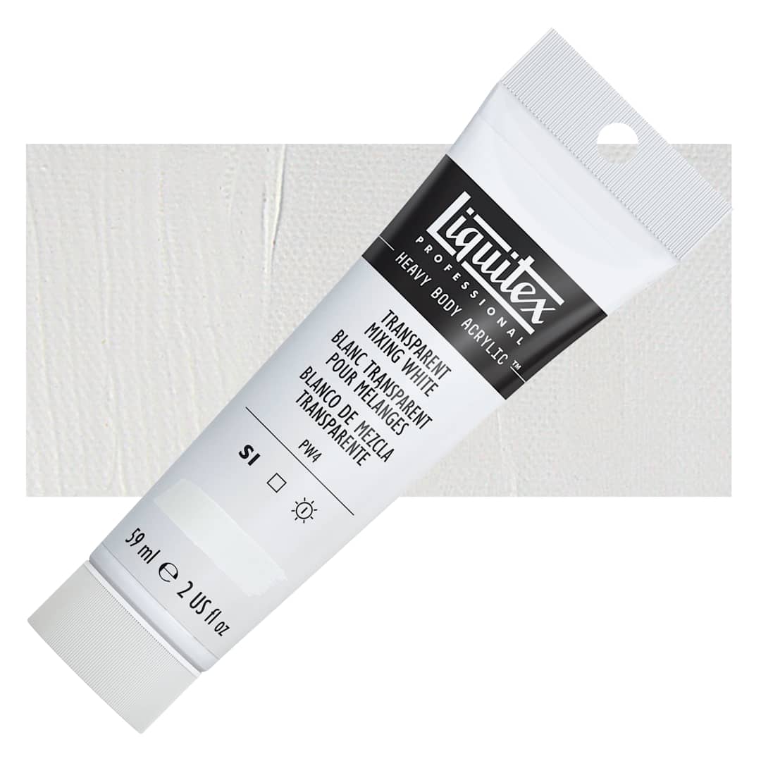 Open in modal - Liquitex Heavy Body Artist Acrylic - Transparent Mixing White, 2 oz Tube and swatch