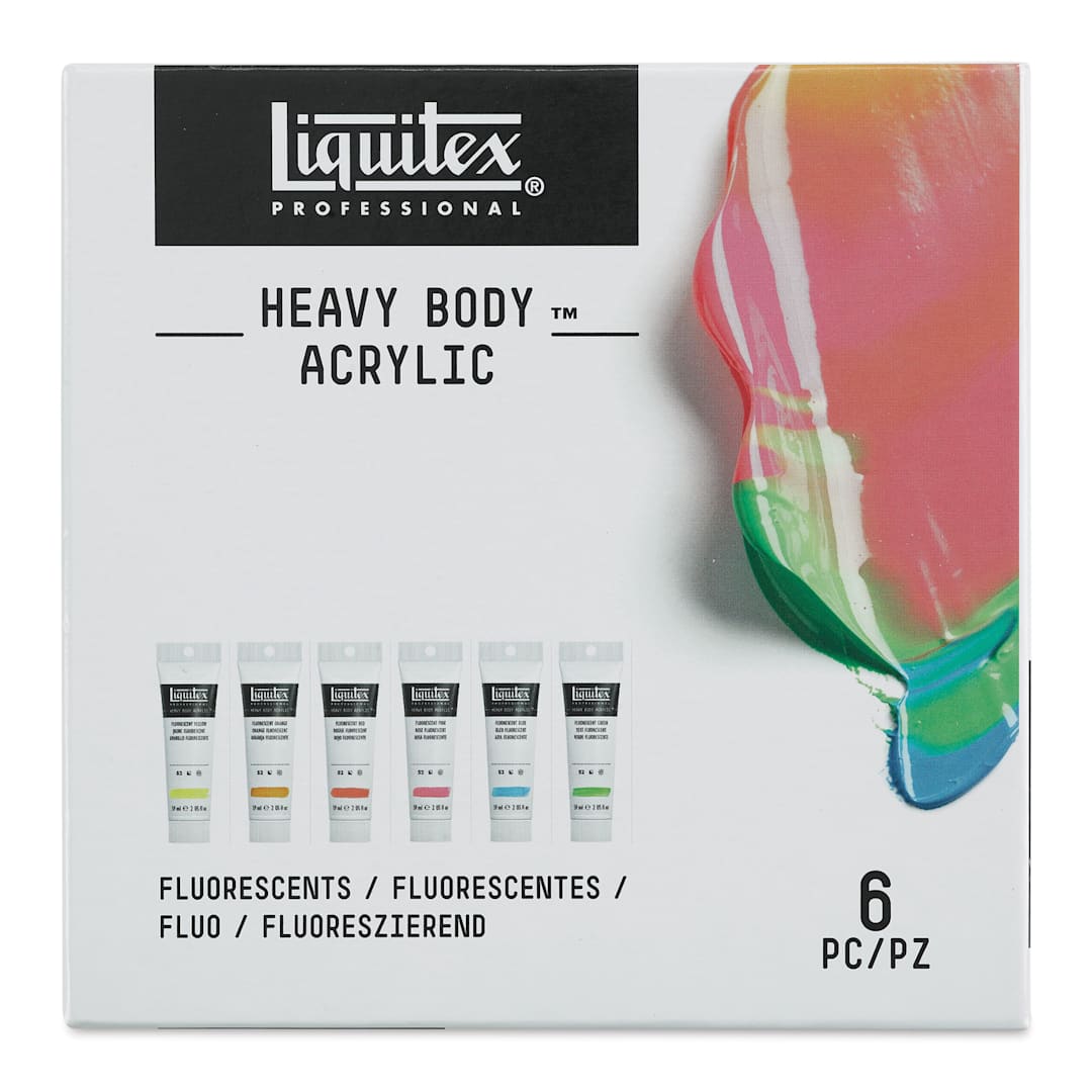 Open in modal - Liquitex Professional Heavy Body Acrylic Paint - Set of 6, Fluorescent Colors, 59 ml, Tubes (Front of packaging)