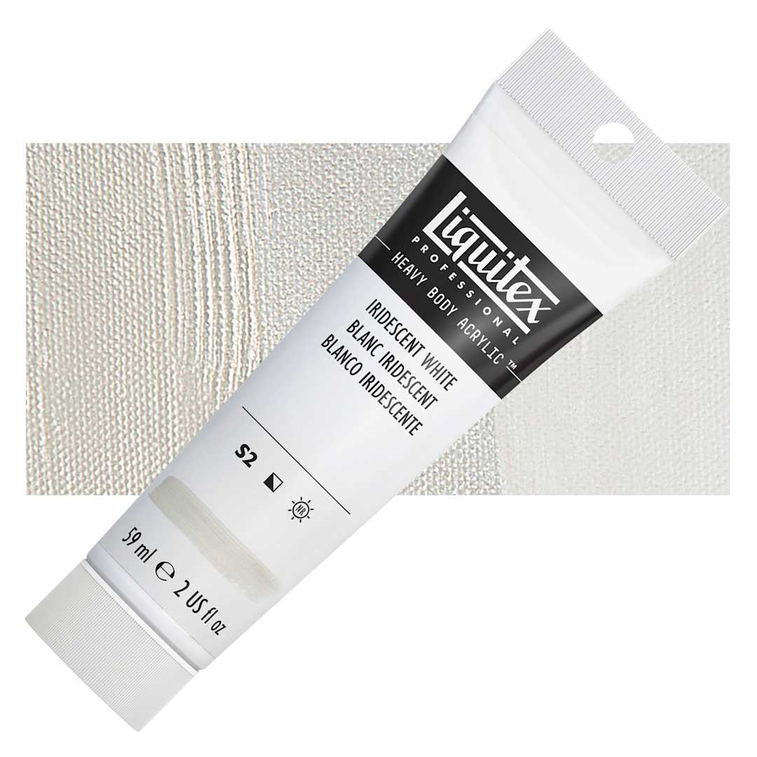 Open in modal - Liquitex Heavy Body Artist Acrylic - Iridescent White, 2 oz Tube and swatch