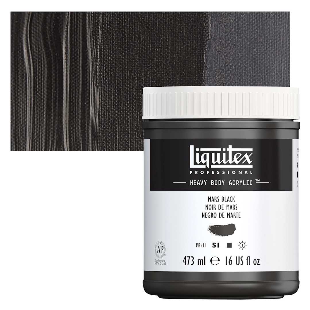 Open in modal - Liquitex Heavy Body Artist Acrylic - Mars Black, 16 oz Jar and swatch
