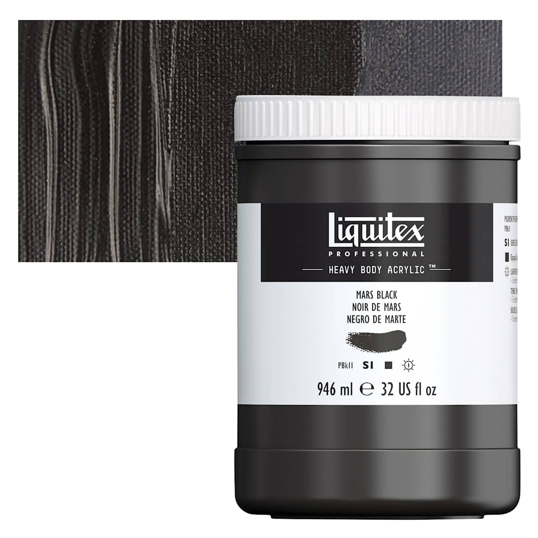 Open in modal - Liquitex Heavy Body Artist Acrylic - Mars Black, 32 oz Jar and swatch