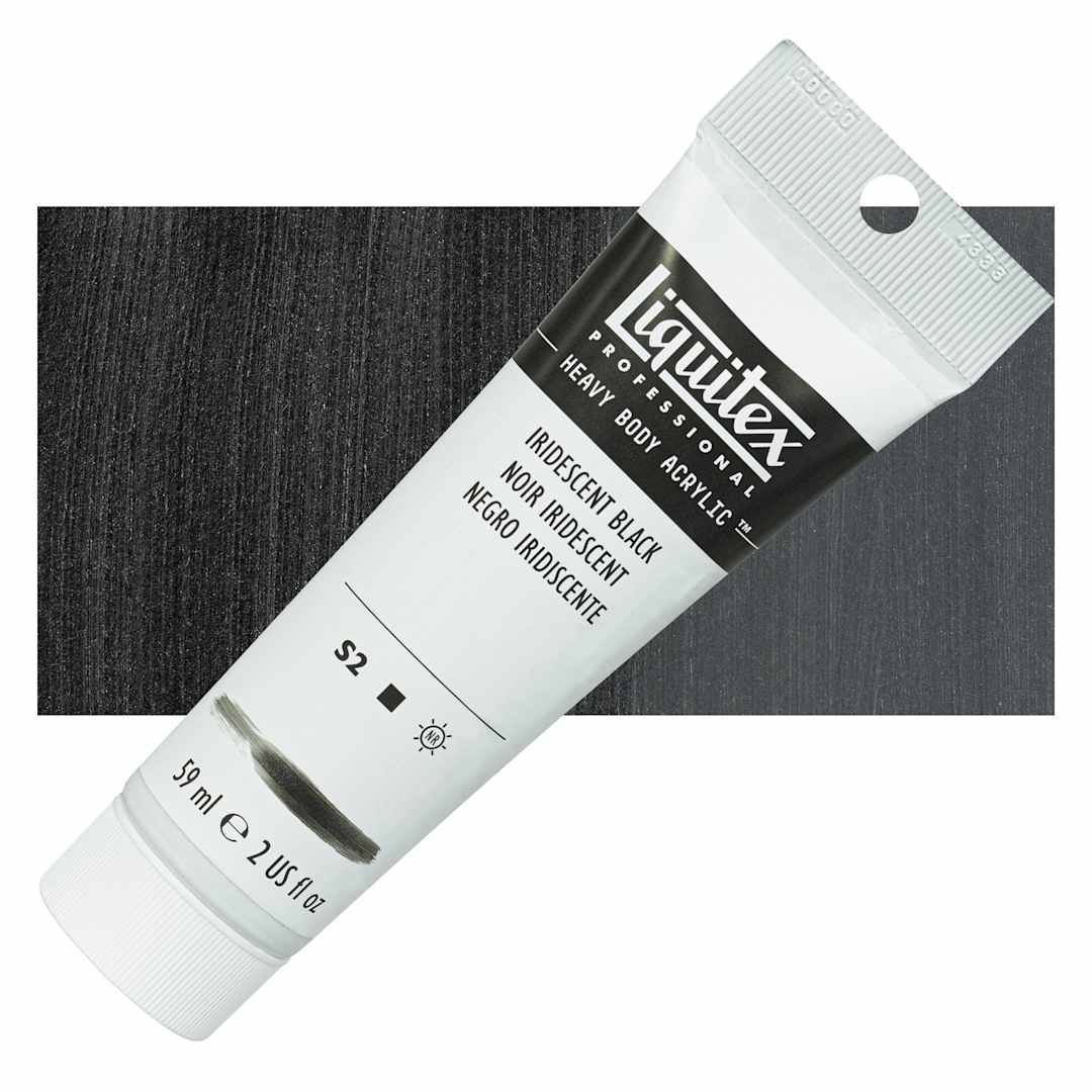 Open in modal - Liquitex Heavy Body Artist Acrylic - Iridescent Black, 59 ml, Tube and swatch