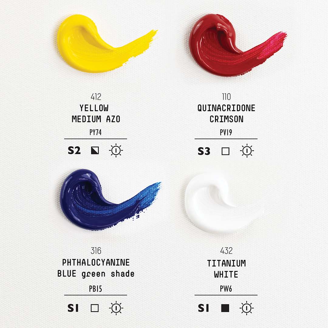 Open in modal - Liquitex Professional Heavy Body Acrylics - Set of 4, Primary Colors, 2 oz