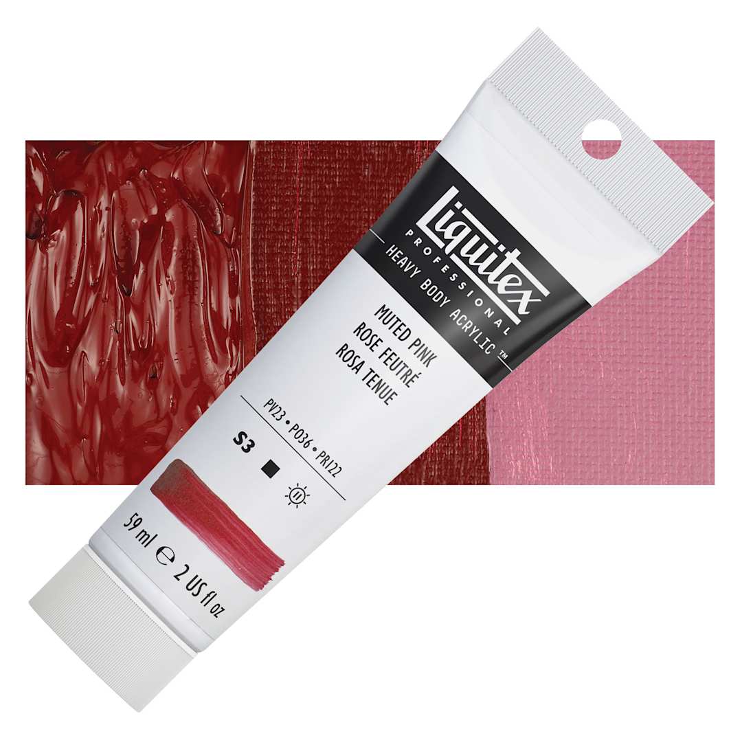 Open in modal - Liquitex Heavy Body Artist Acrylic - Muted Pink, 2 oz Tube and swatch