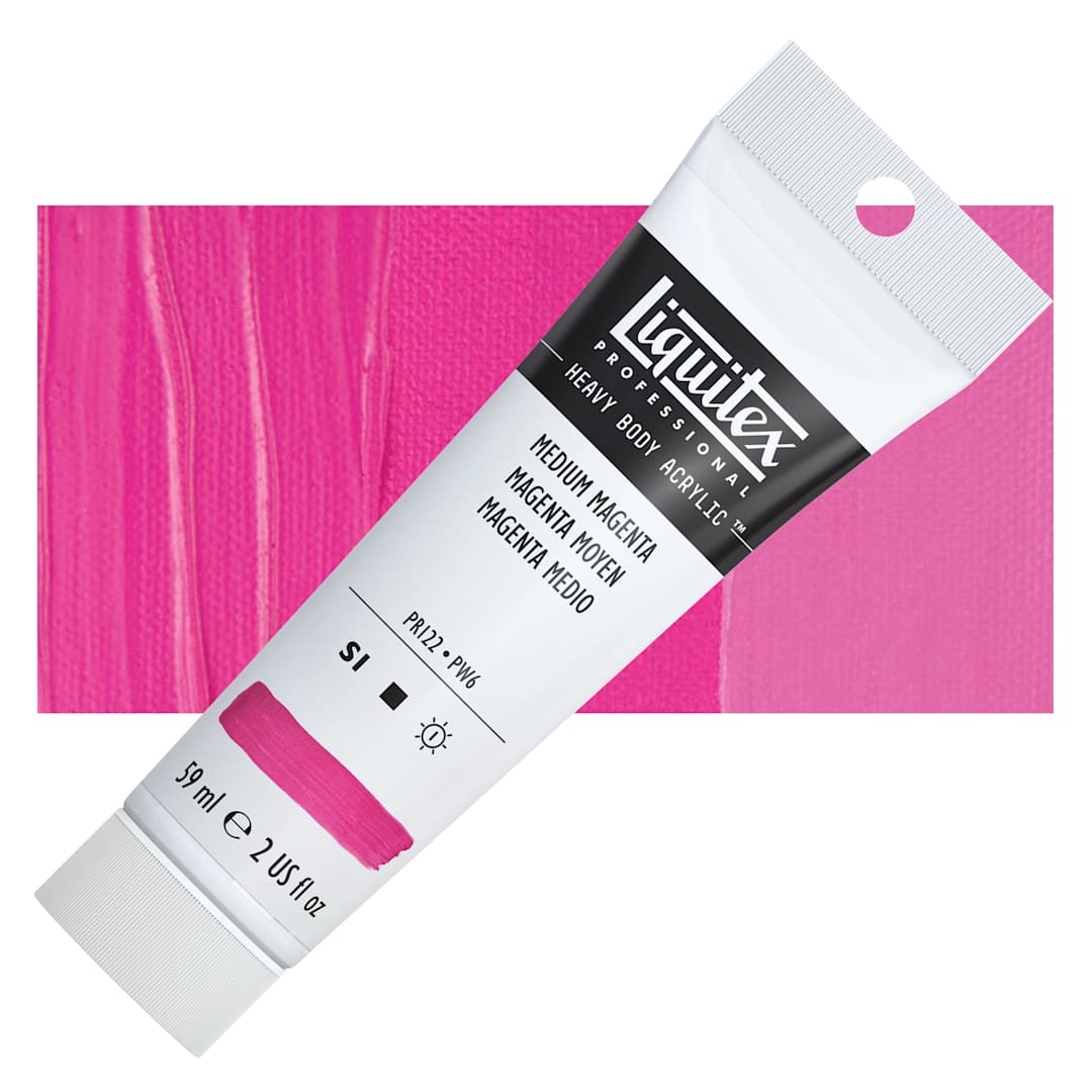 Open in modal - Liquitex Heavy Body Artist Acrylic - Medium Magenta, 2 oz Tube and swatch