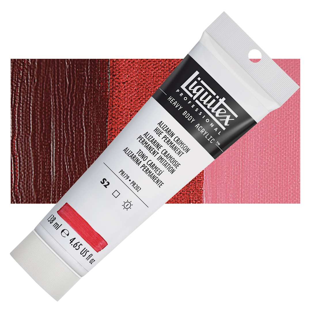 Open in modal - Liquitex Heavy Body Artist Acrylic - Alizarin Crimson Hue Permanent, 4.65 oz Tube and swatch