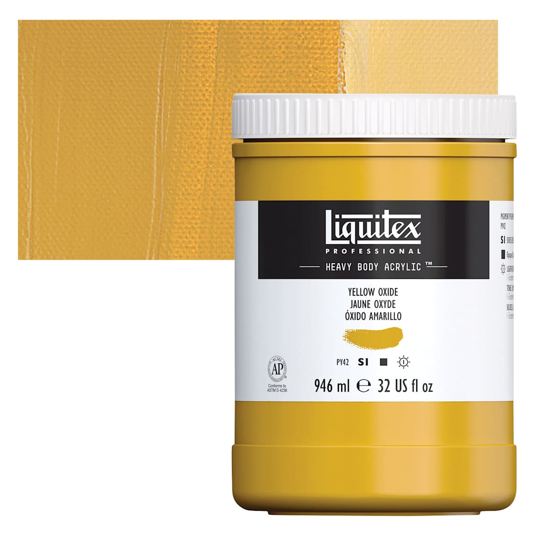 Open in modal - Liquitex Heavy Body Artist Acrylic - Yellow Oxide, 32 oz Jar and swatch