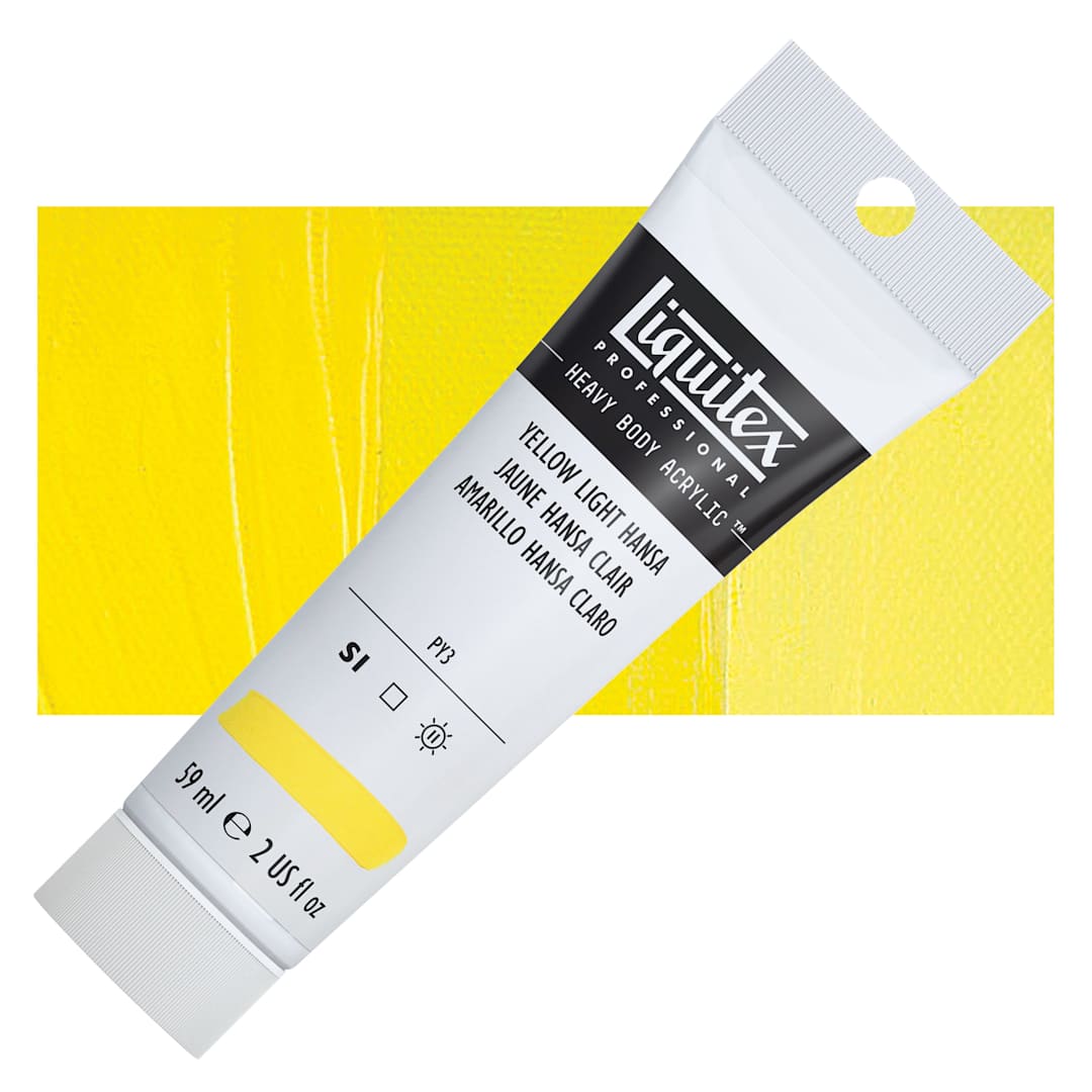 Open in modal - Liquitex Heavy Body Artist Acrylic - Yellow Light Hansa, 2 oz Tube and swatch