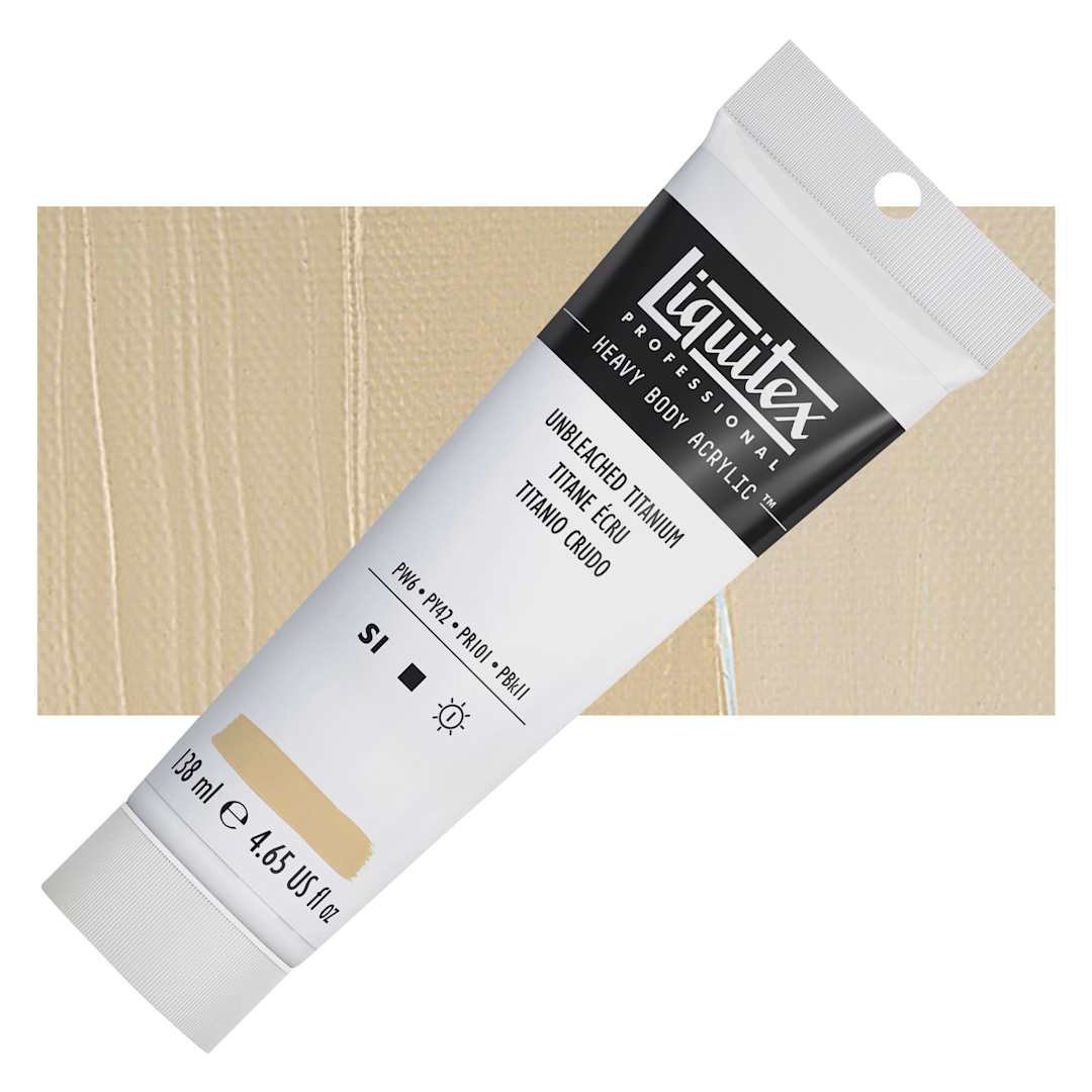 Open in modal - Liquitex Heavy Body Artist Acrylic - Unbleached Titanium, 4.65 oz Tube and swatch
