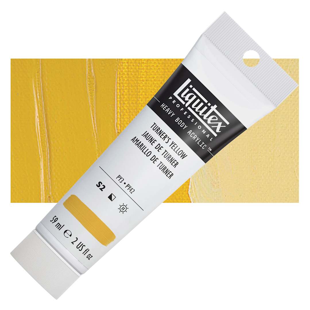 Open in modal - Liquitex Heavy Body Artist Acrylic - Turner's Yellow, 2 oz Tube and swatch