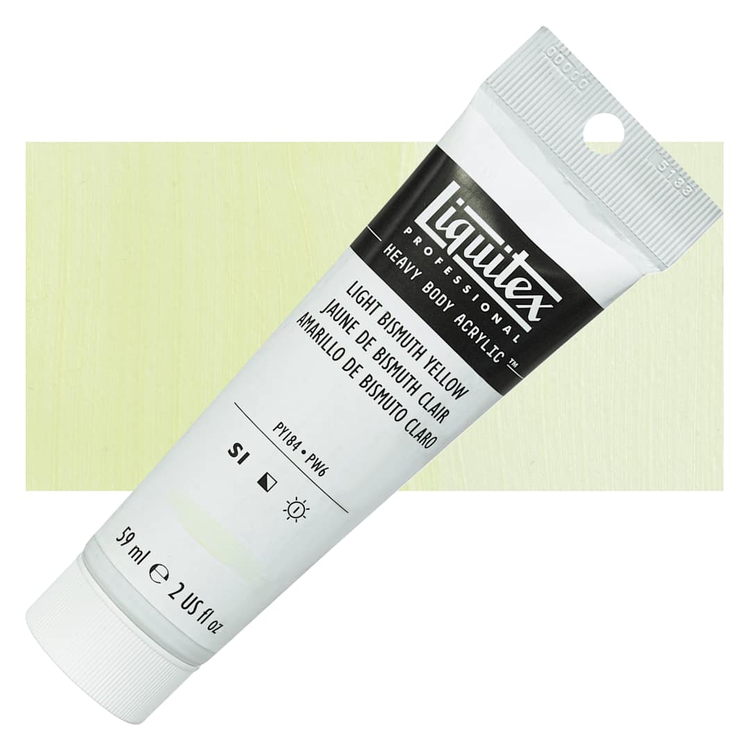 Open in modal - Liquitex Heavy Body Artist Acrylic - Light Bismuth Yellow, 59 ml, Tube and swatch