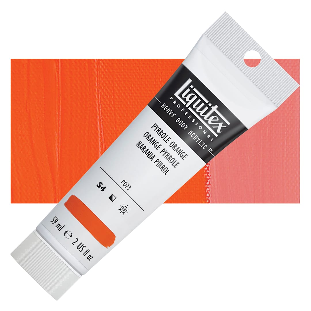 Open in modal - Liquitex Heavy Body Artist Acrylic - Pyrrole Orange, 2 oz Tube and swatch