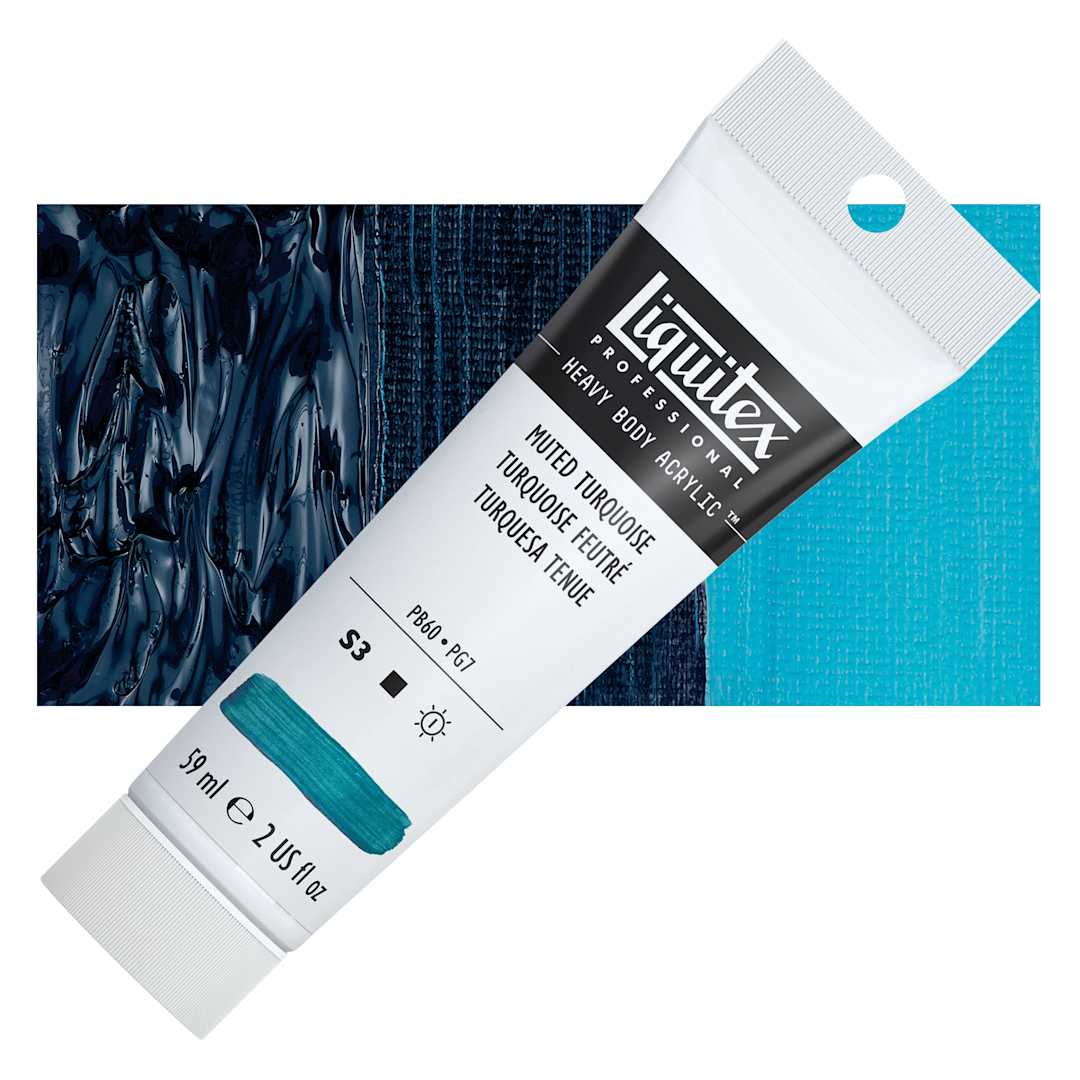 Open in modal - Liquitex Heavy Body Artist Acrylic - Muted Turquoise 2 oz tube and swatch