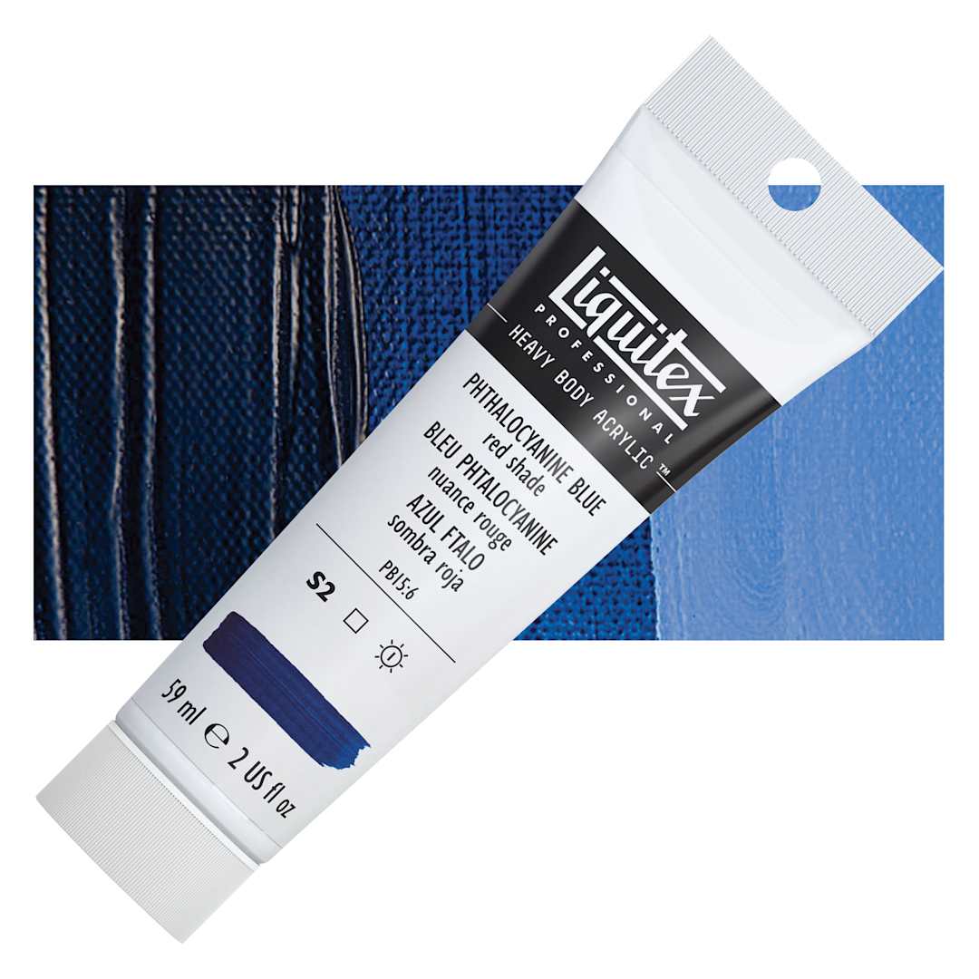 Open in modal - Liquitex Heavy Body Artist Acrylic - Phthalo Blue (Red Shade), 2 oz Tube and swatch
