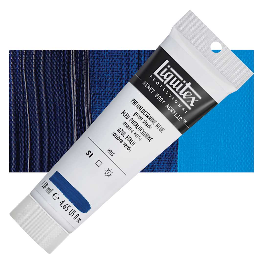 Open in modal - Liquitex Heavy Body Artist Acrylic - Phthalo Blue (Green Shade), 4.65 oz Tube and swatch