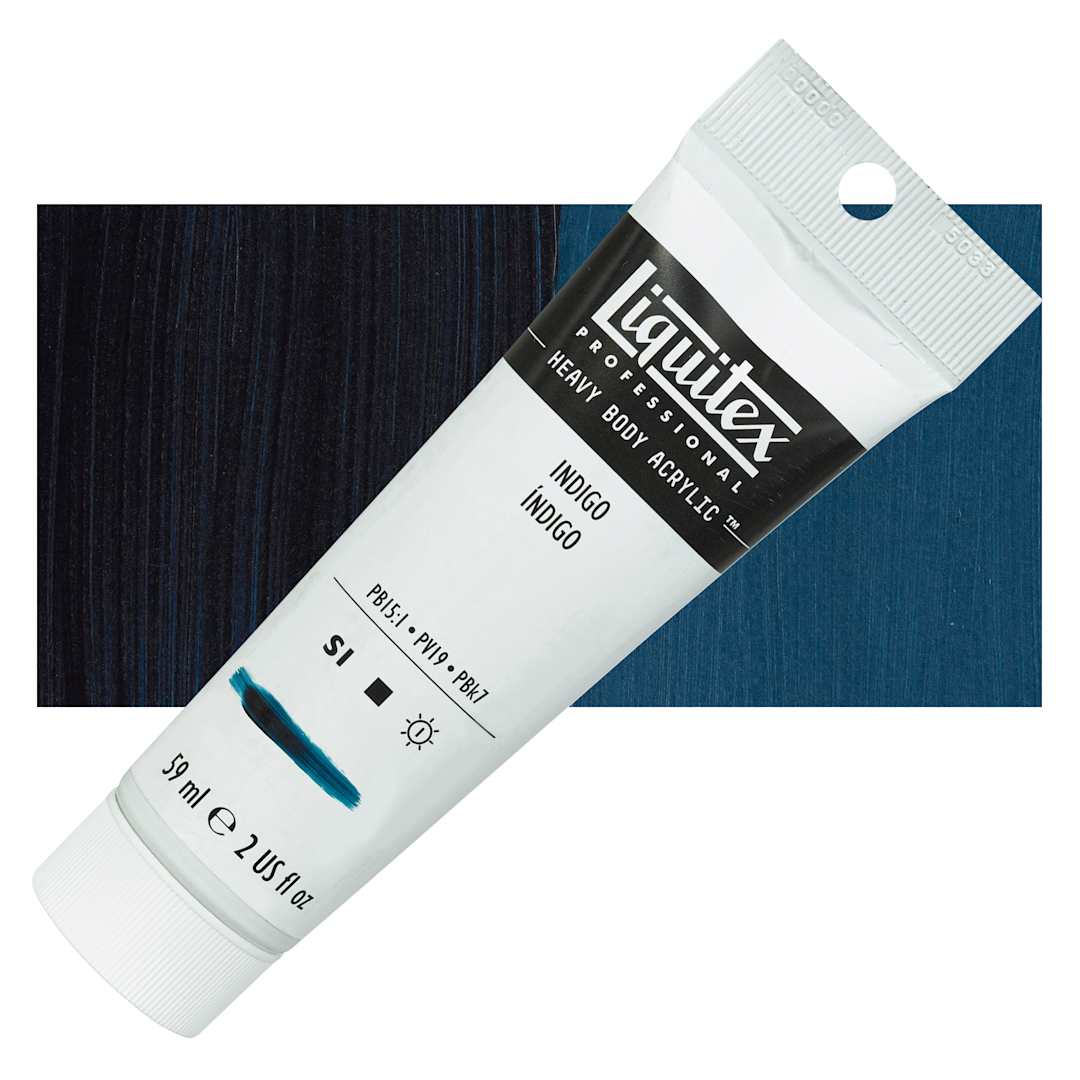 Open in modal - Liquitex Heavy Body Artist Acrylic - Indigo, 59 ml, Tube and swatch