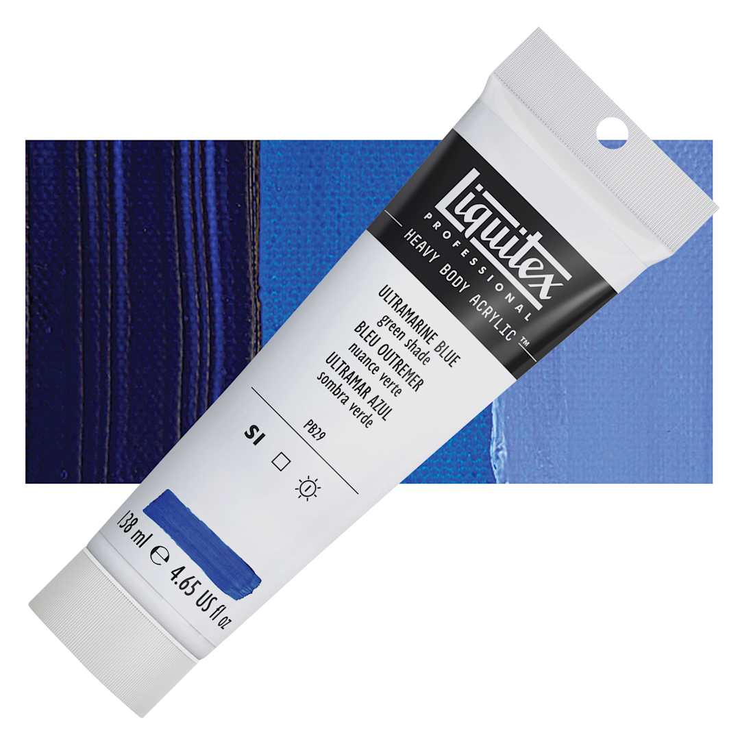 Open in modal - Liquitex Heavy Body Artist Acrylic - Ultramarine Blue (Green Shade), 4.65 oz Tube and swatch