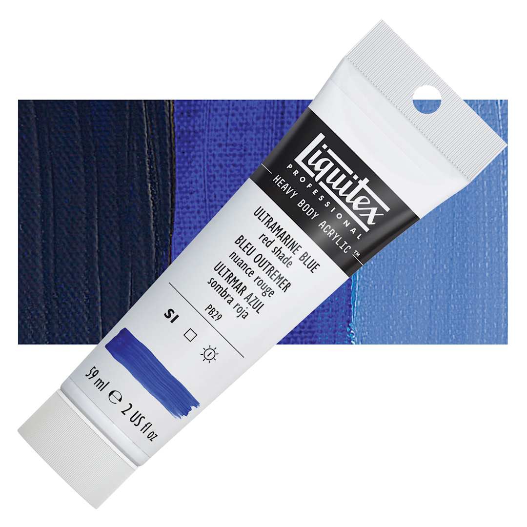Open in modal - Liquitex Heavy Body Artist Acrylic - Ultramarine Blue (Red Shade), 2 oz Tube and swatch