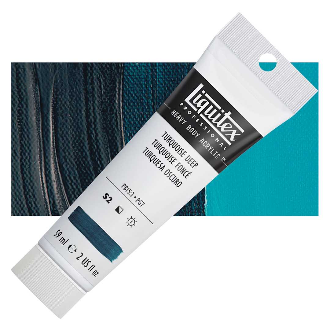 Open in modal - Liquitex Heavy Body Artist Acrylic - Turquoise Deep, 2 oz Tube and swatch