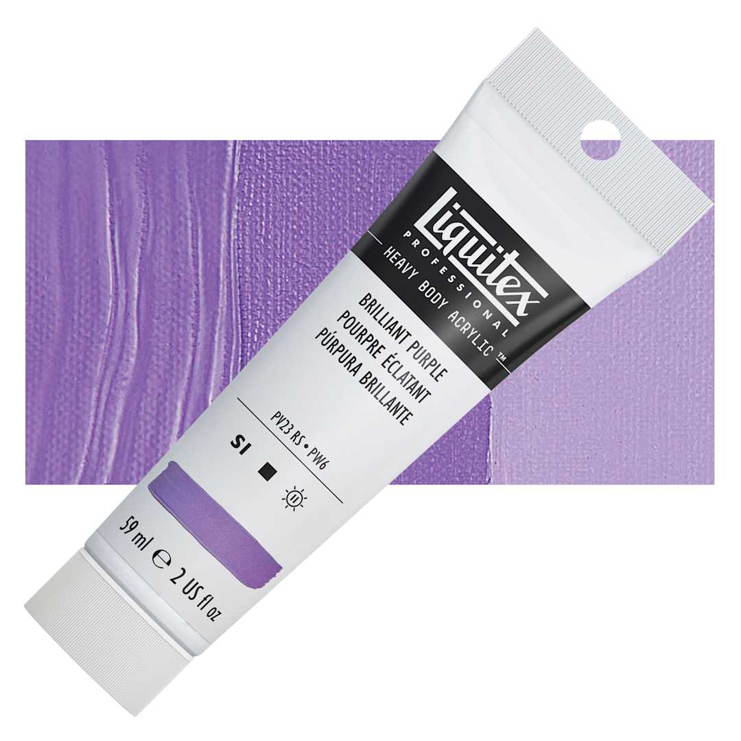 Open in modal - Liquitex Heavy Body Artist Acrylic - Brilliant Purple, 2 oz Tube and swatch