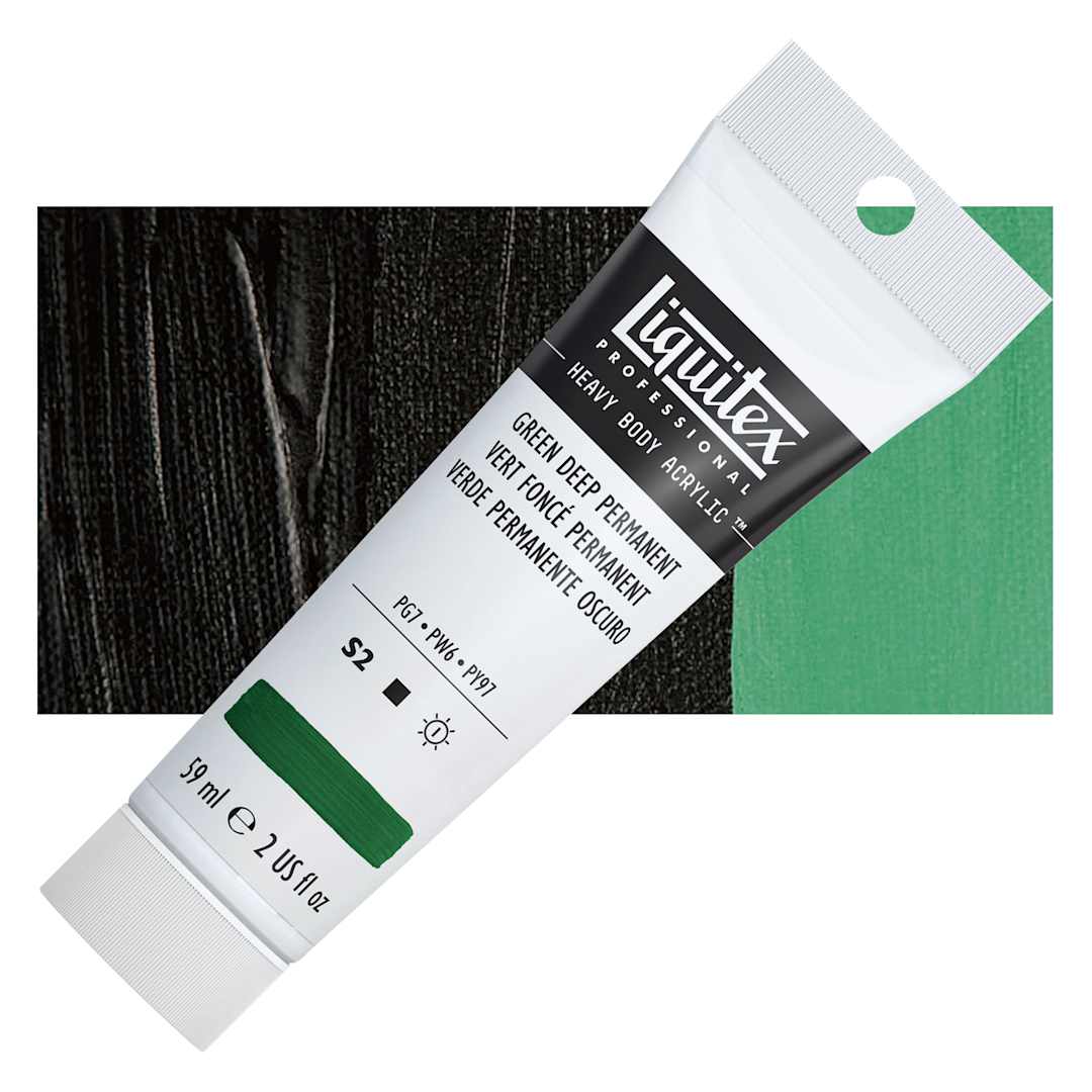 Open in modal - Liquitex Heavy Body Artist Acrylic - Green Deep Permanent, 2 oz Tube and swatch