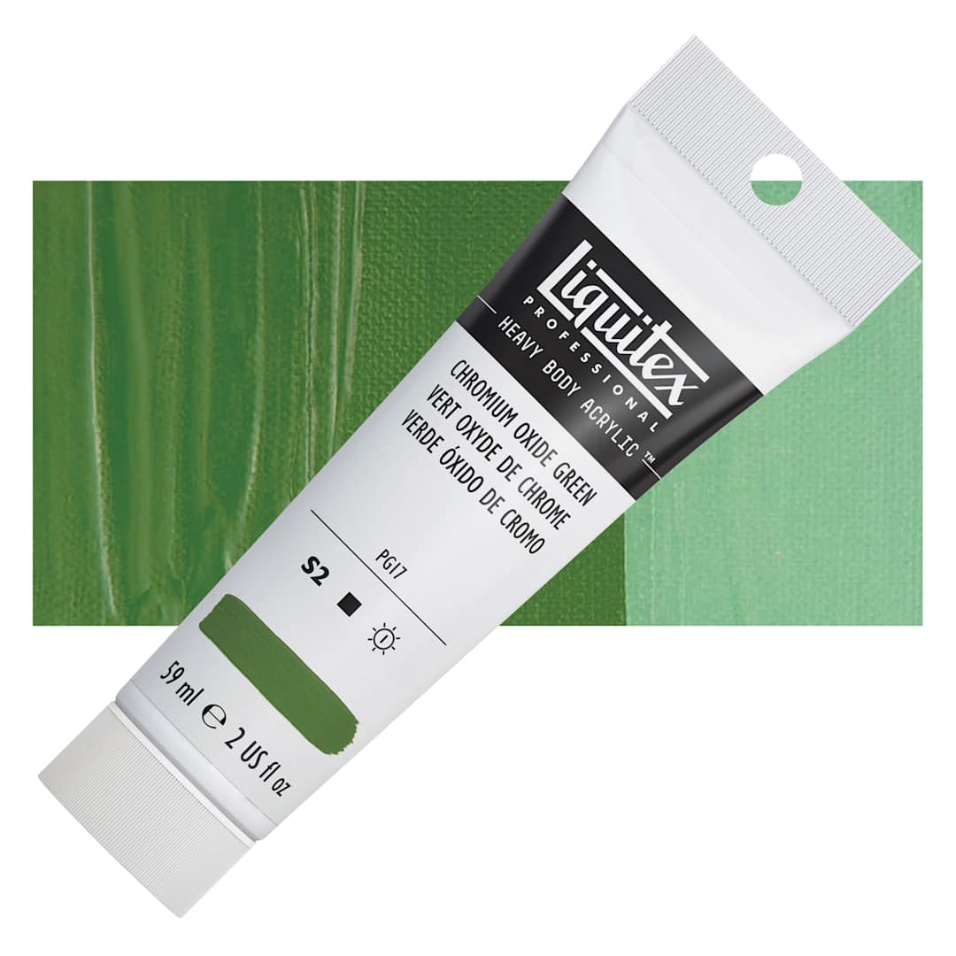 Open in modal - Liquitex Heavy Body Artist Acrylic - Chromium Oxide Green, 2 oz Tube and swatch