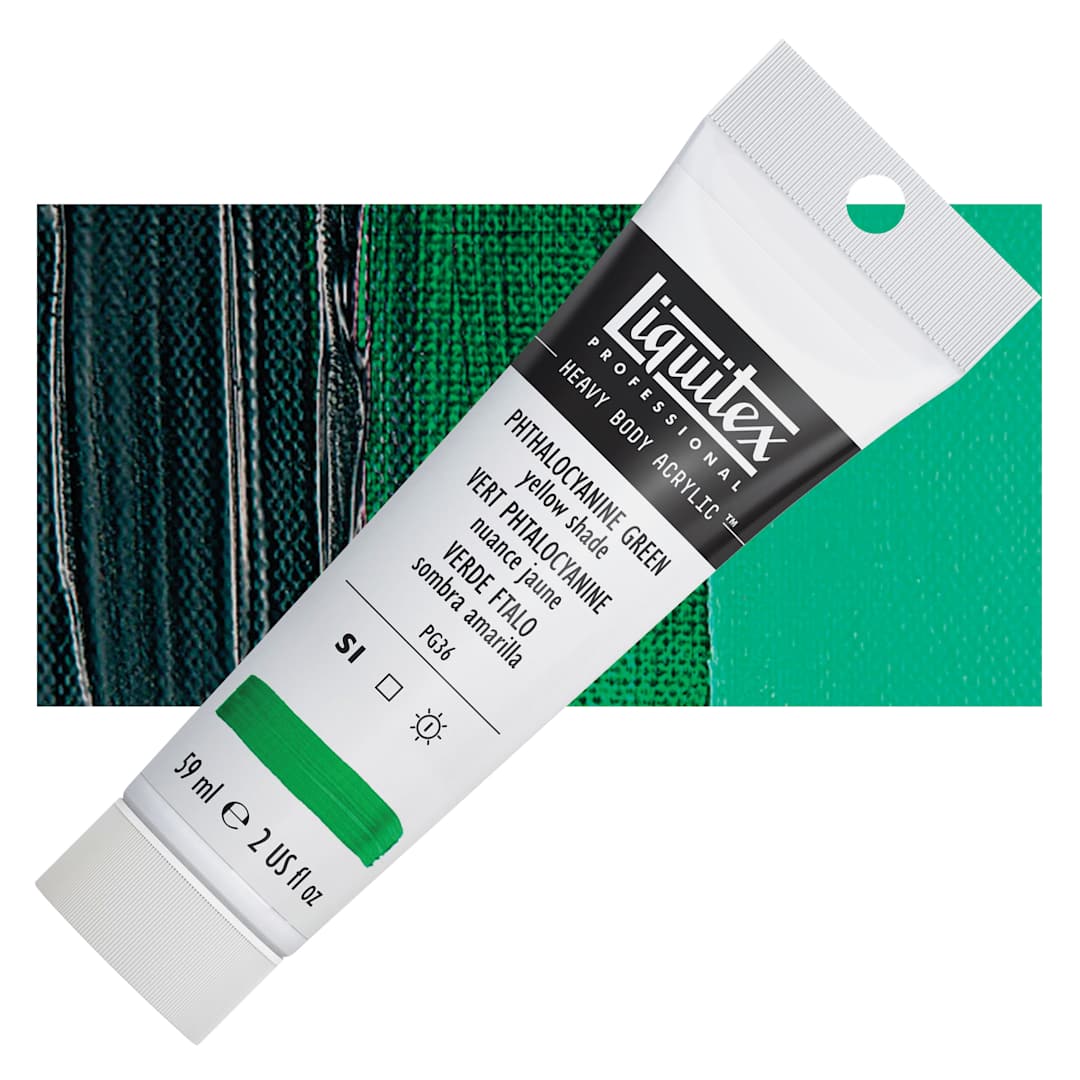 Open in modal - Liquitex Heavy Body Artist Acrylic - Phthalo Green (Yellow Shade), 2 oz Tube and swatch